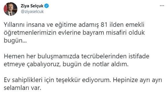 Bakan Selçuk, emekli öğretmenlerle bayramlaştı
