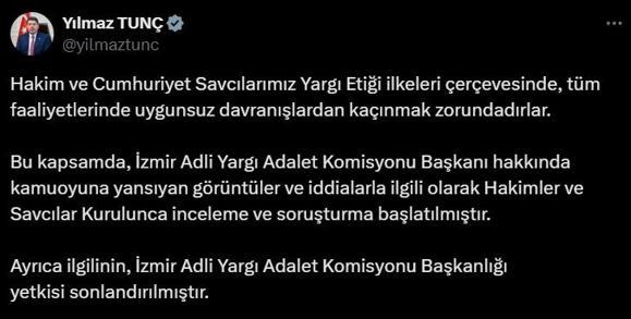 İzmir Adli Yargı Adalet Komisyonu Başkanı hakkında soruşturma başlatıldı