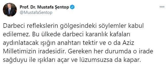 TBMM Başkanı Şentop: Darbeci karanlık kafaları aydınlatacak ışığın anahtarı tektir