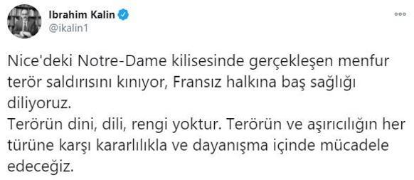 Son dakika... Cumhurbaşkanlığı Sözcüsü Kalın: Fransız halkına baş sağlığı diliyoruz