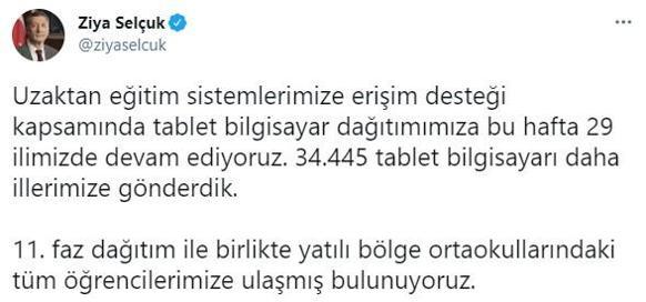 Milli Eğitim Bakanı, 29 ilimizde devam ediyoruz deyip paylaştı Flaş uzaktan eğitim açıklaması