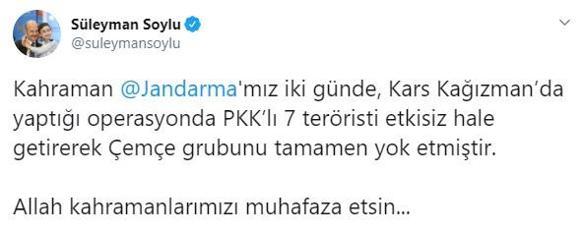 Son dakika... İçişleri duyurdu Karsta PKK grubu tamamen yok edildi