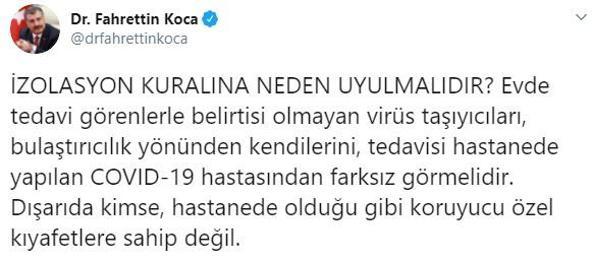 Sağlık Bakanı Fahrettin Kocadan izolasyon uyarısı