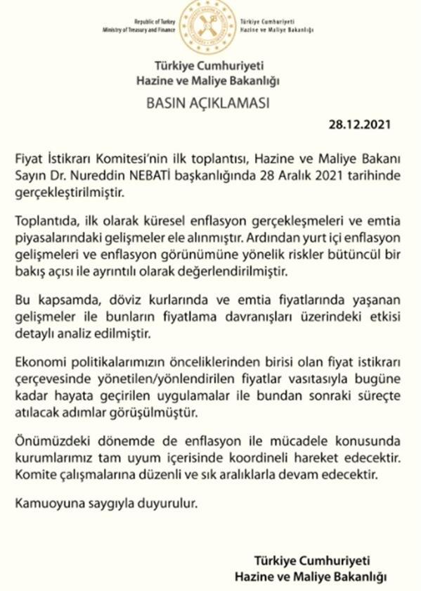 Fiyat İstikrarı Komitesi toplantısı sona erdi