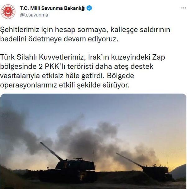 Son dakika MSB duyurdu Zap bölgesinde 2 terörist etkisiz hale getirildi