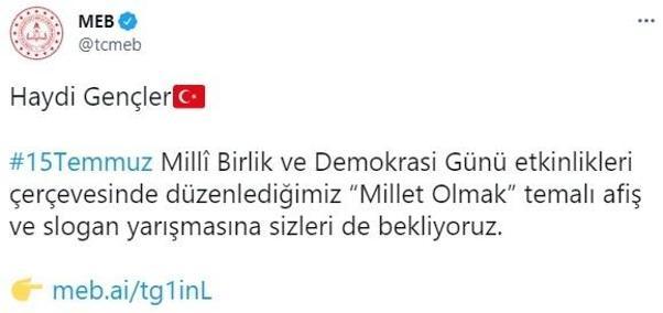 Milli Eğitim Bakanlığı Millet Olmak temalı afiş ve slogan yarışması düzenleyecek