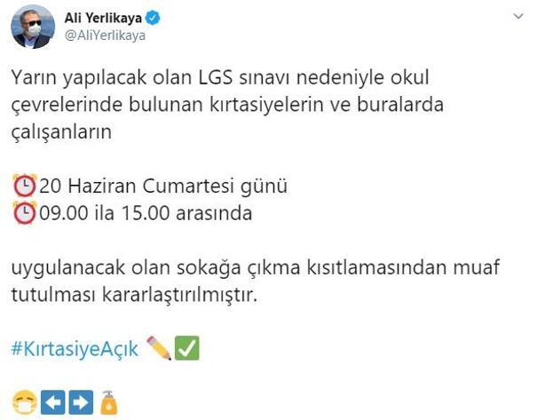 Son dakika... Vali Yerlikayadan sokağa çıkma kısıtlaması açıklaması Muaf tutulacaklar...