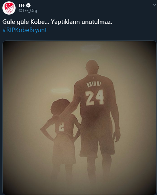 TFFden Kobe Bryant için anma mesajı