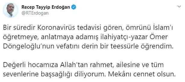 Son dakika... İlahiyatçı Ömer Döngeloğlu vefat etti