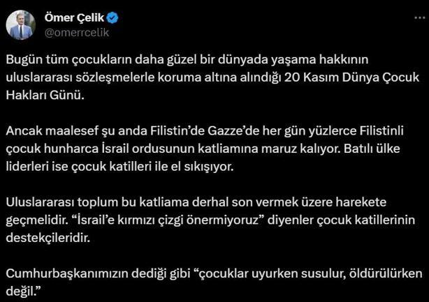 AK Partili Çelik Erdoğanın sözlerini hatırlattı: Çocuklar uyurken susulur, öldürülürken değil