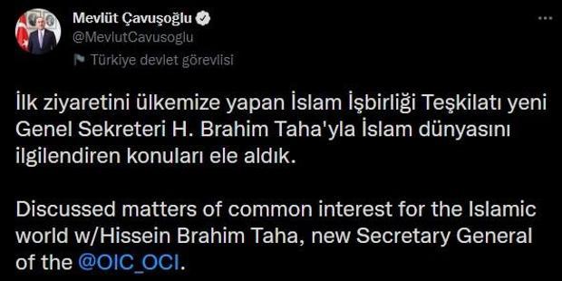 Bakan Çavuşoğlu, İİT Genel Sekreteri Taha ile görüştü