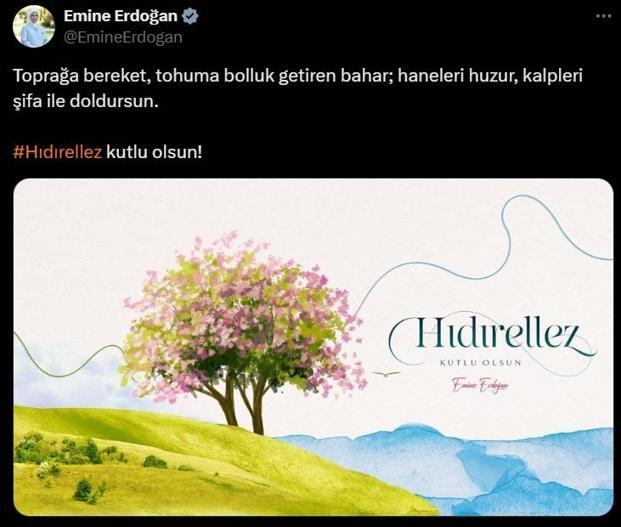 Emine Erdoğandan Hıdırellez mesajı