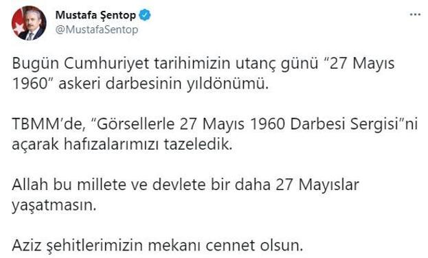 TBMM Başkanı Şentop, Mecliste Görsellerle 27 Mayıs 1960 Darbesi Sergisini açtı