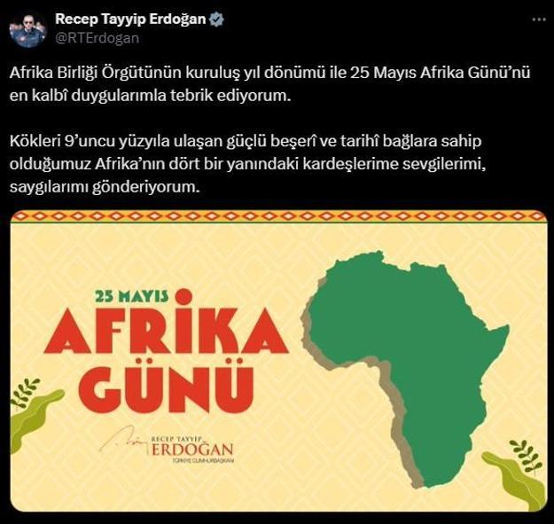 Cumhurbaşkanı Erdoğandan Afrika Günü paylaşımı