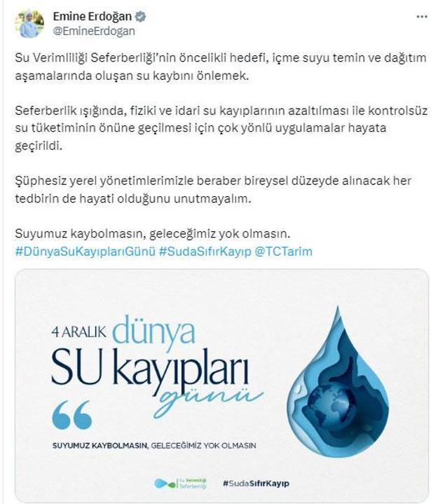 Emine Erdoğandan su seferberliği çağrısı