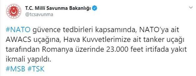 Son dakika: MSB görüntüleri paylaştı NATO uçağına yakıt ikmali