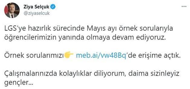 Son dakika haberi: Bakan Selçuktan LGS paylaşımı Erişime açıldı