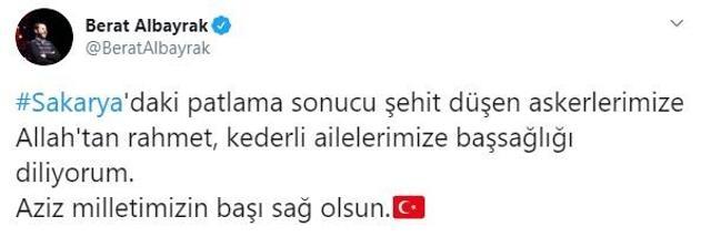 Bakan Albayraktan başsağlığı mesajı