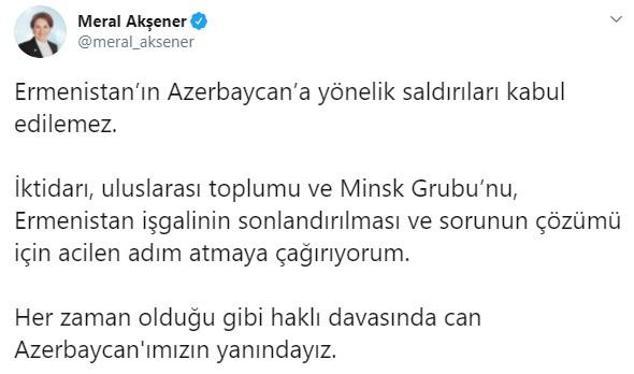 Meral Akşener: Can Azerbaycanımızın yanındayız