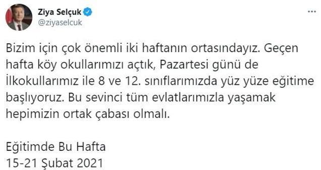 Son dakika haberi: Milli Eğitim Bakanı Ziya Selçuktan yüz yüze eğitim duyurusu: Çok önemli iki haftanın ortasındayız