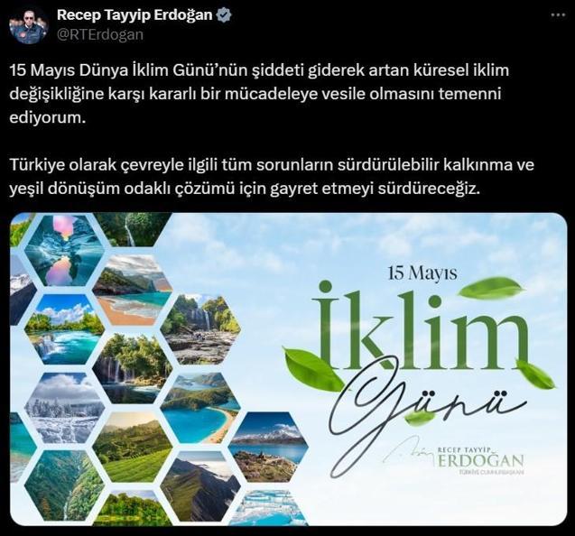 Cumhurbaşkanı Erdoğandan Dünya İklim Günü mesajı