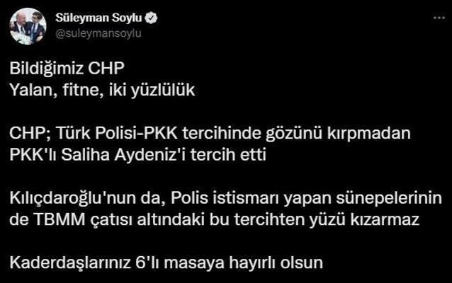 Bakan Soyludan CHPye Salihe Aydeniz tepkisi