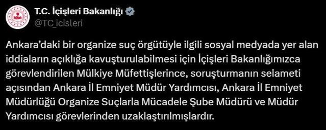 İçişleri duyurdu Ankara Emniyetinde 3 isim görevden uzaklaştırıldı