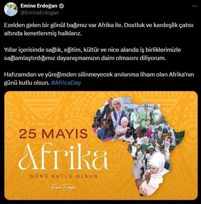 Emine Erdoğandan Afrika Günü mesajı