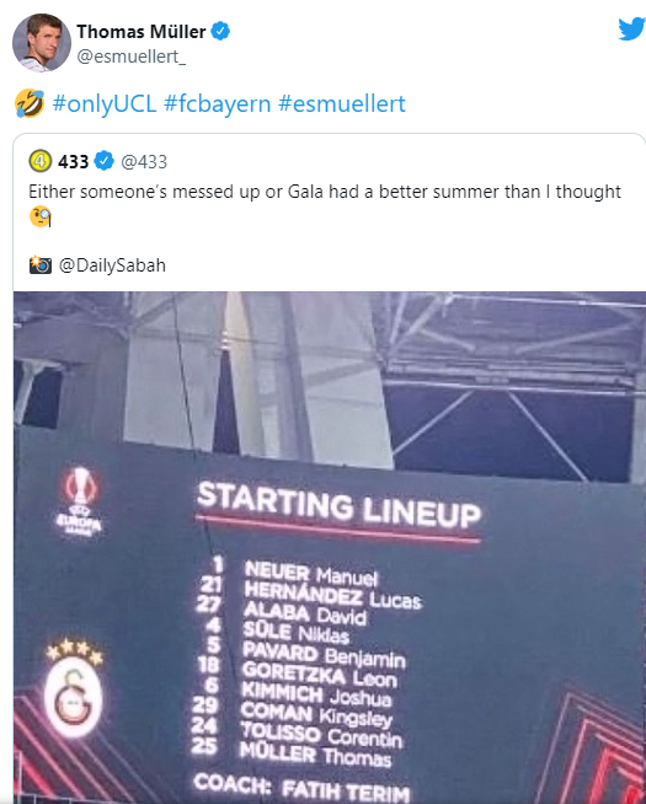 Thomas Müllerden Galatasaray paylaşımı