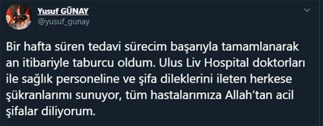 Son dakika | Galatasarayda Yusuf Günay da taburcu oldu