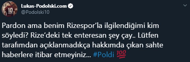 Transfer haberleri: Podolskiden Çaykur Rizespor açıklaması
