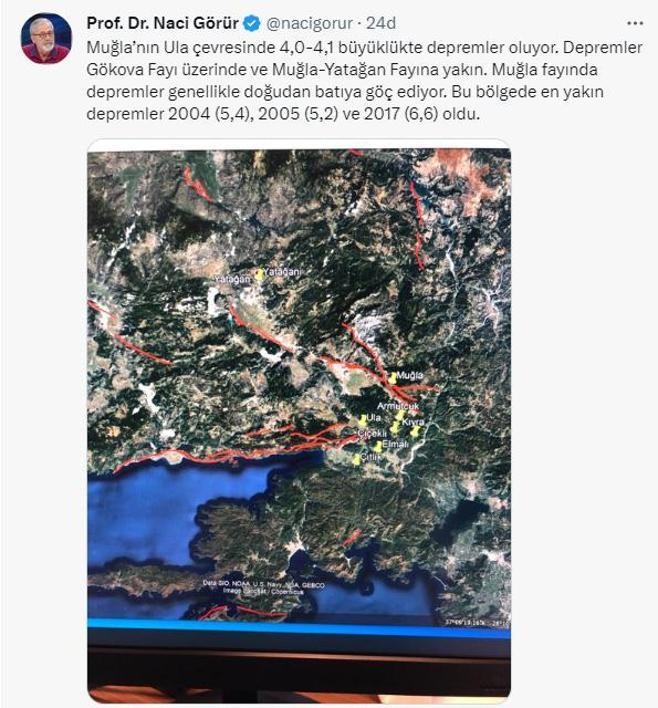 Prof. Dr. Naci Görürden Muğla depremi sonrası haritalı uyarı