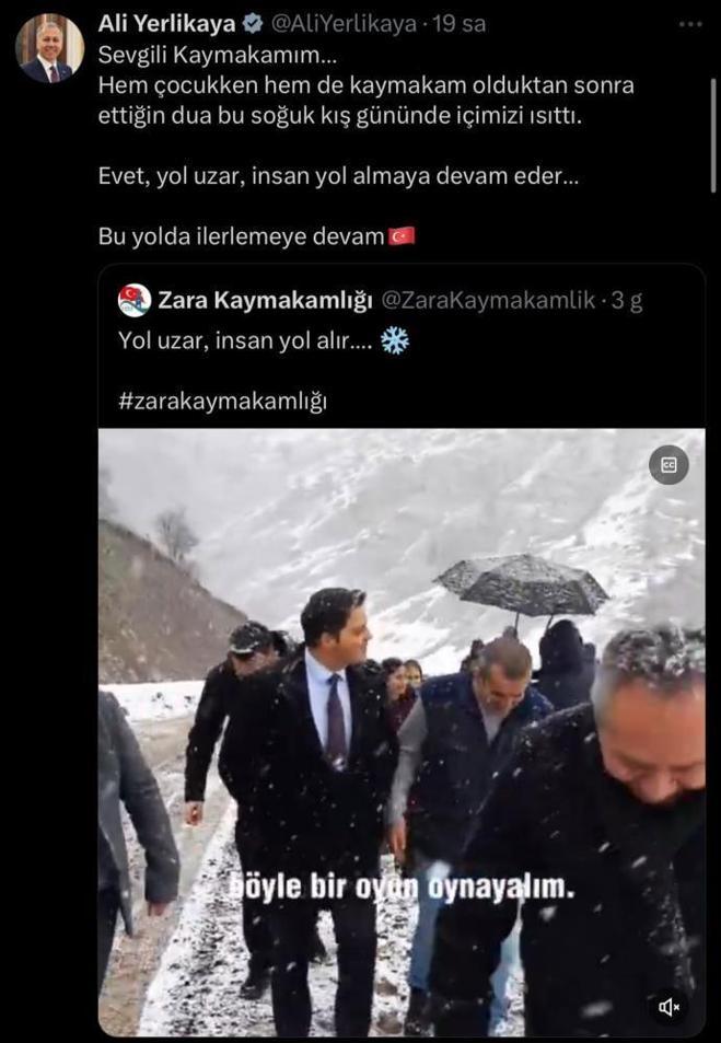 Kaymakamın kar anısı yürekleri ısıttı Bakan Yerlikaya videoyu paylaştı