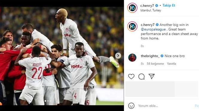 Henry Onyekurunun Fenerbahçe paylaşımını, Ryan Babel beğendi