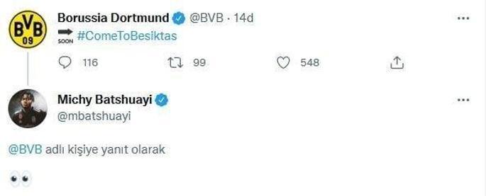 Son dakika - Dortmundun paylaşımına Batshuayiden yanıt