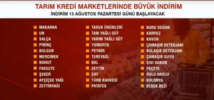 1400 markette 30dan fazla ürüne indirim Tarım Kredinin indirim kampanyası için geri sayım