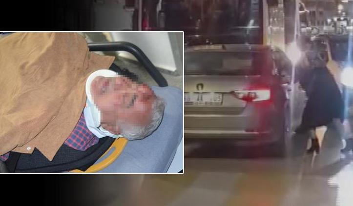 Ters yöne girip dehşet saçan alkollü sürücüyü çevredekiler darbetti