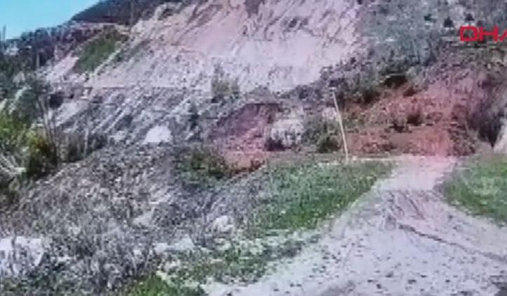 Tokat’ta toprak kayması kamerada