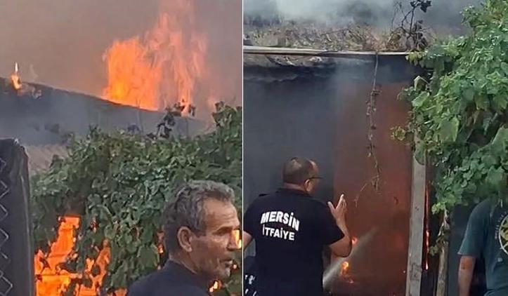 Mersin'de ailesiyle tartışıp evi yakan şüpheli gözaltına alındı