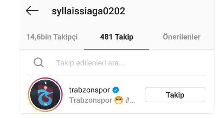 Sylla, Trabzonsporu sosyal medyadan takibe aldı