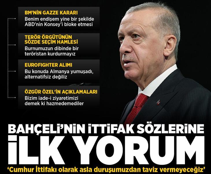 Son dakika... Bahçeli'nin ittifak sözlerine Erdoğan'dan ilk yorum: Cumhur İttifakı olarak asla duruşumuzdan taviz vermeyeceğiz