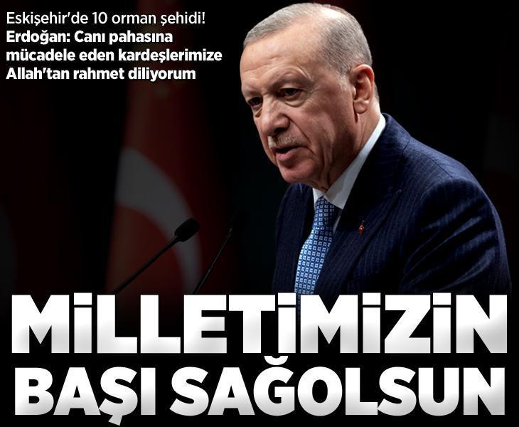 Cumhurbaşkanı Erdoğan'dan Eskişehir'deki orman yangınında şehit olanlar için başsağlığı mesajı