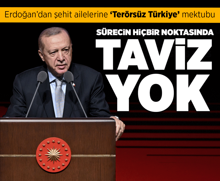 Cumhurbaşkanı Erdoğan'dan şehit ailelerine mektup