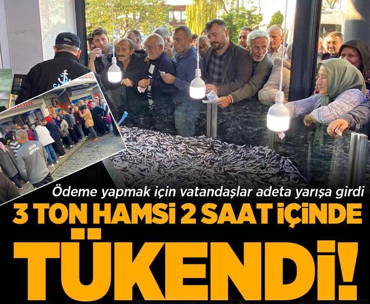 Ödeme yapmak için vatandaşlar adeta yarışa girdi: 3 ton hamsi 2 saat içinde tükendi