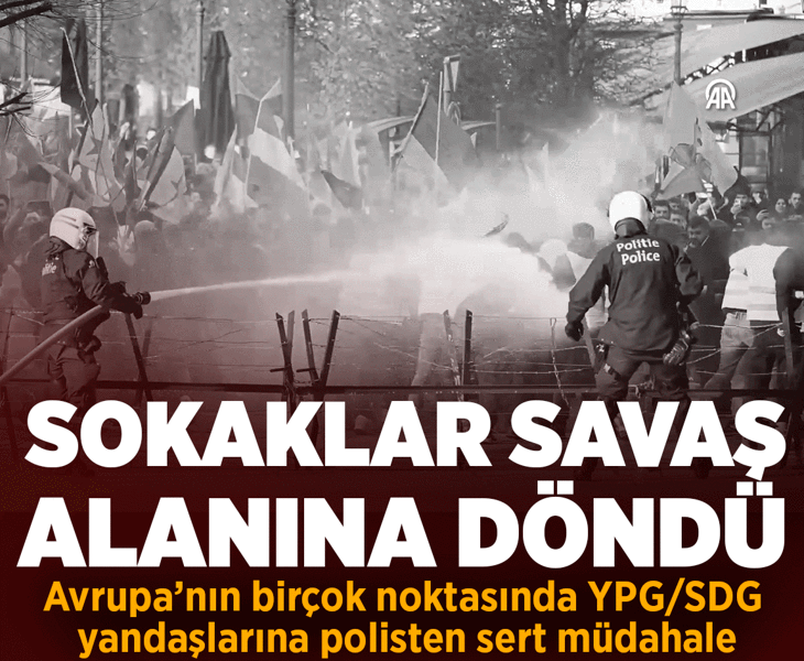 Avrupa'da sokaklar savaş alanına döndü! Zürih'ten Paris'e terör örgütü YPG/SDG yandaşlarına polisten sert müdahale