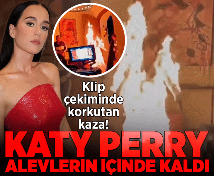 Klip çekiminde korkutan kaza! Katy Perry’nin kıyafeti alev aldı