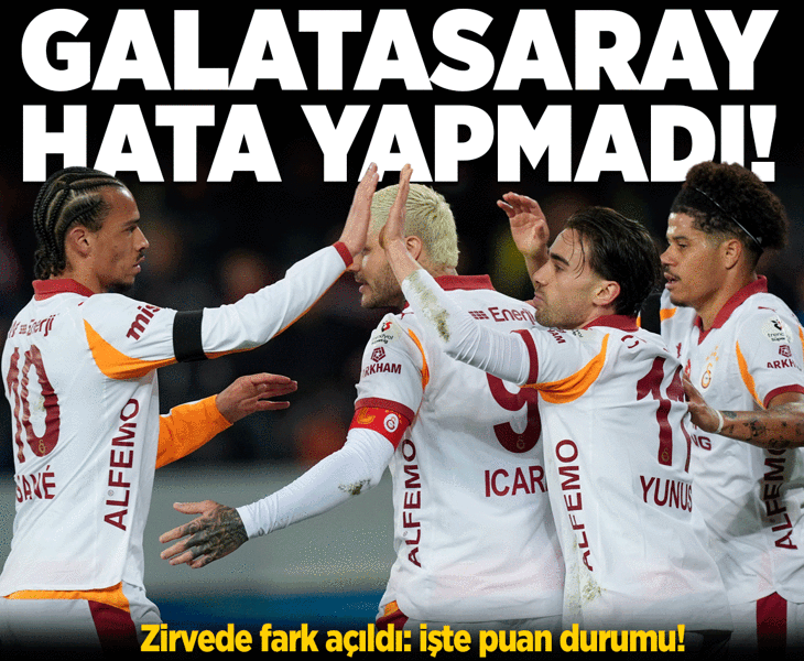 Galatasaray deplasmanda hata yapmadı! Zirvede puan farkı açıldı