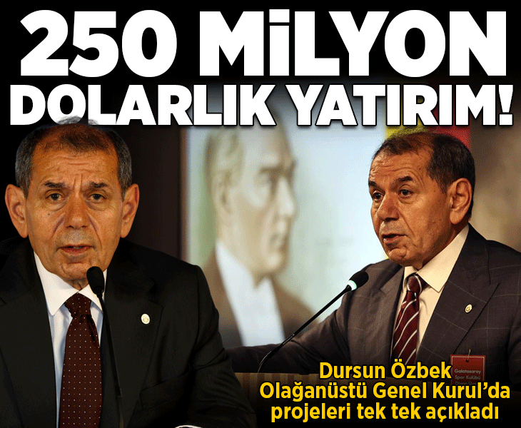 Galatasaray'da Başkan Dursun Özbek, Genel Kurul'da projeleri tek tek açıkladı! 250 milyon Dolarlık yatırım