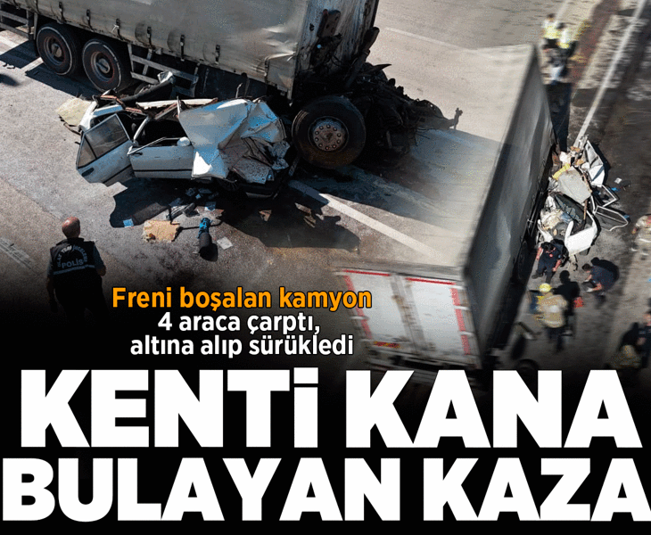 Freni boşalan kamyon dehşet saçtı! 4 araca çarptı: 2'si ağır, 5 yaralı