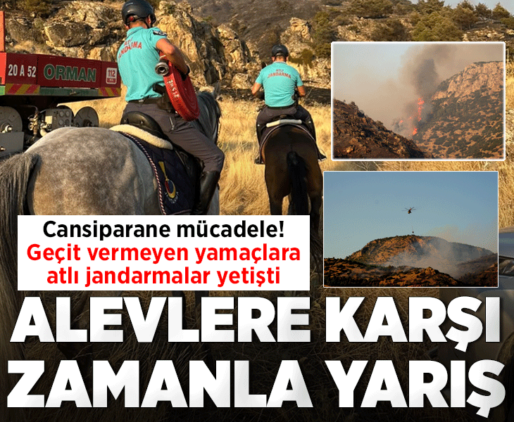 Turizm cennetinin çok yakınında alevler yükseldi! Atlı jandarmalar hortum taşıdı